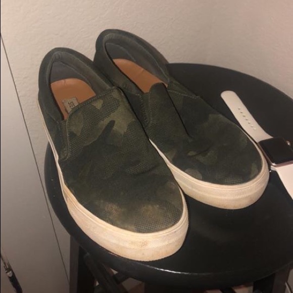 camo steve madden slip ons